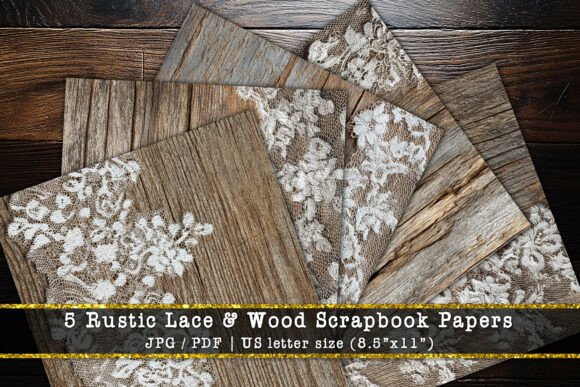 Download Rustic Lace &amp; Wood Scrapbook Paper Pack - Premium Resources