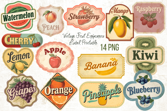 Download Vintage Fruit Ephemera Label Printable - Printable Collection