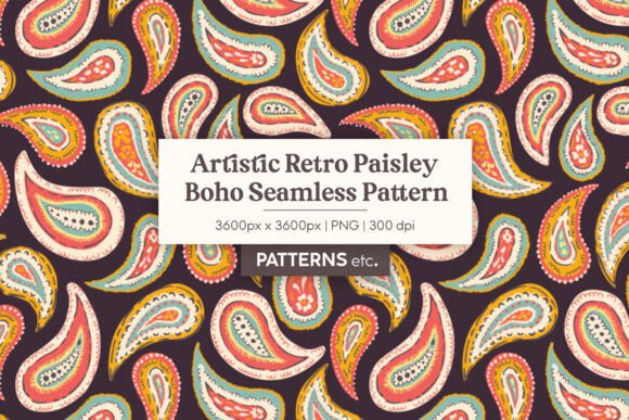 Download Artistic Retro Paisley Boho Pattern - Premium Resources