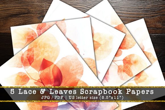 Download Modern Lace &amp; Leaves Scrapbook Paper - Premium Resources